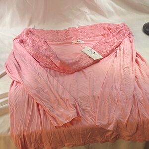 Rosegal Pink Lace off the shoulder Women's shirt
